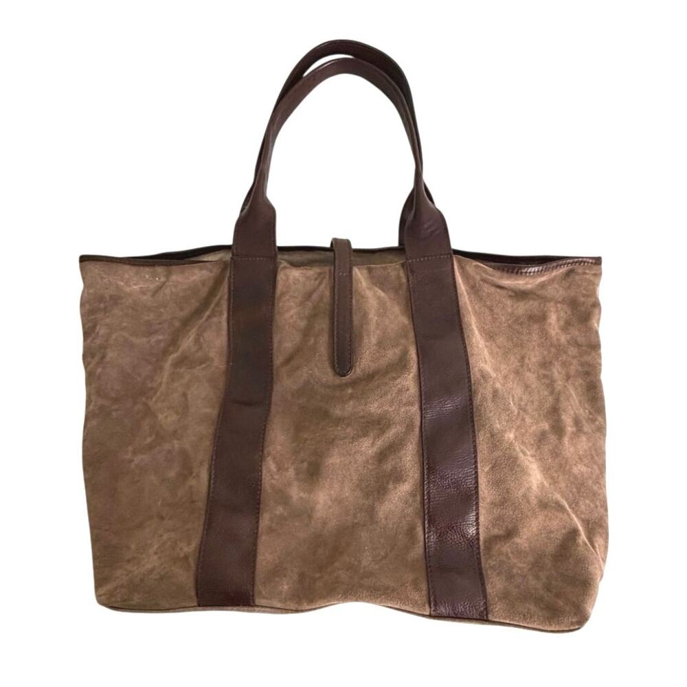 Barneys New York suede leather brown tote made in Italy - Picture 10 of 15